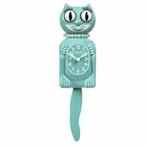 Ocean Waves Green Miss Kitty-Cat Kit-Cat clock Kat Klock FREE US SHIPPING